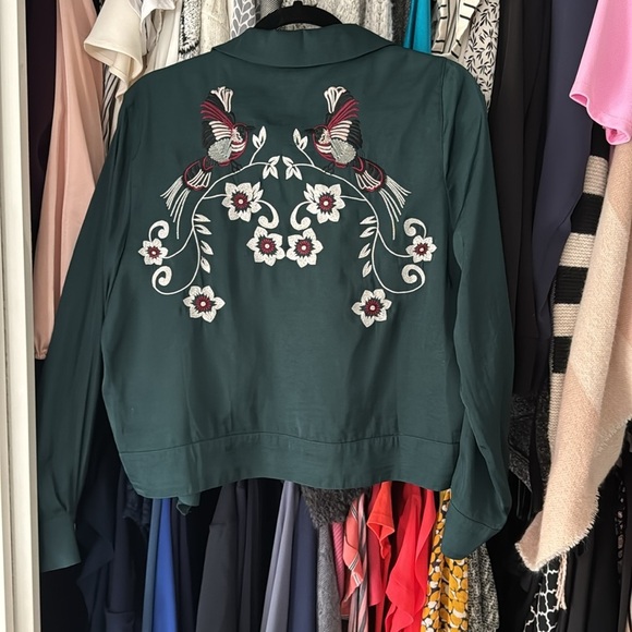 Embroidered Green Women's Top - Picture 4 of 5
